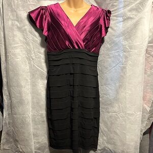 Chic Women's Midi Dress in Purple and Black